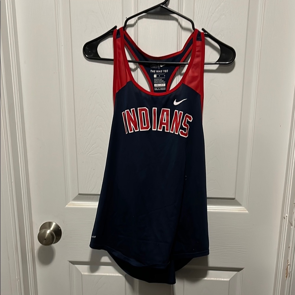 Nike INDIANS MLB Women's Navy and Red Tank Top
